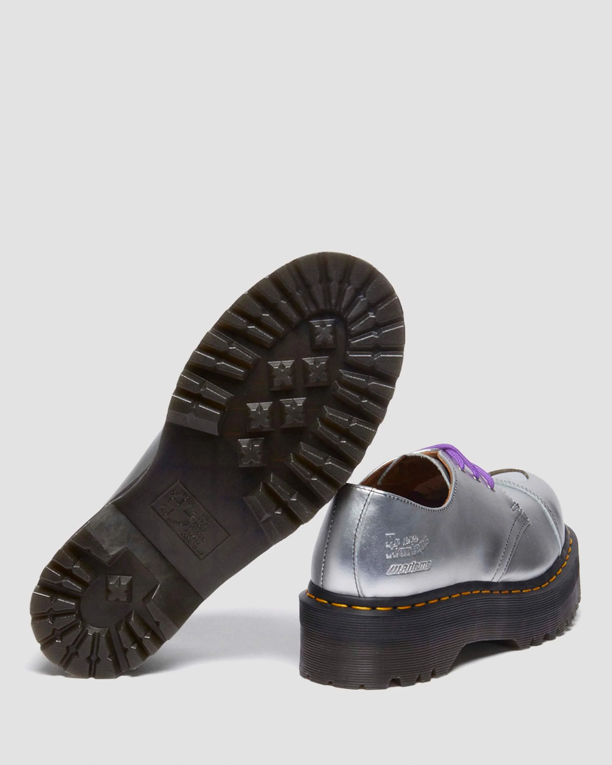 1461 Quad Mademe Silver Alumix Leather Oxford Platform Shoes - Image 7