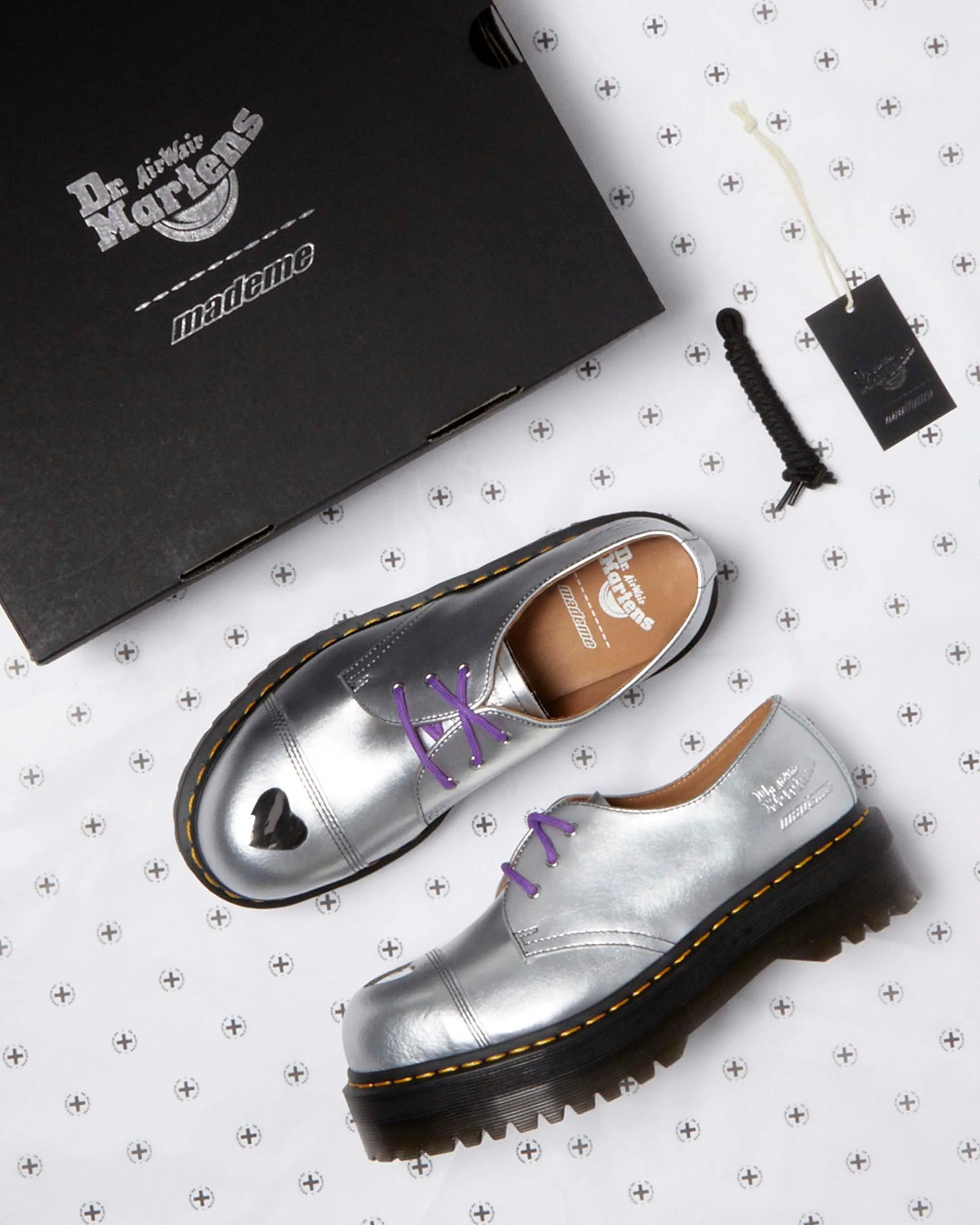 1461 Quad Mademe Silver Alumix Leather Oxford Platform Shoes - Image 9