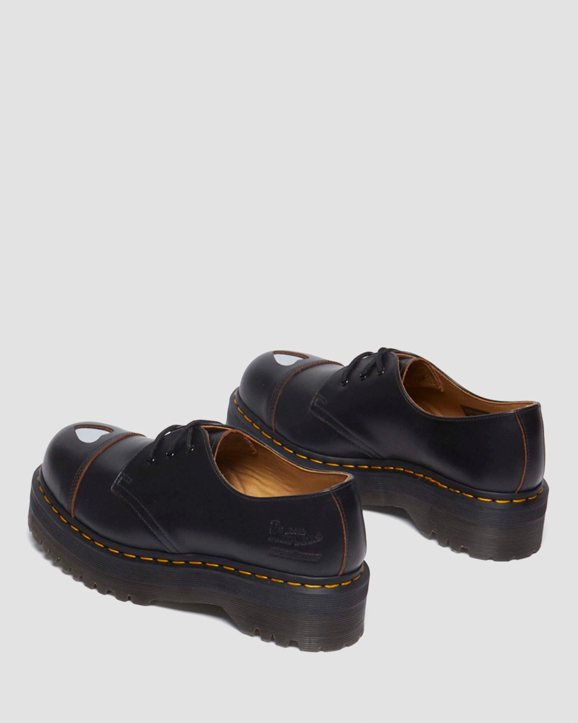 1461 Quad Mademe Black Vintage Smooth Leather Oxford Platform Shoes - Image 4