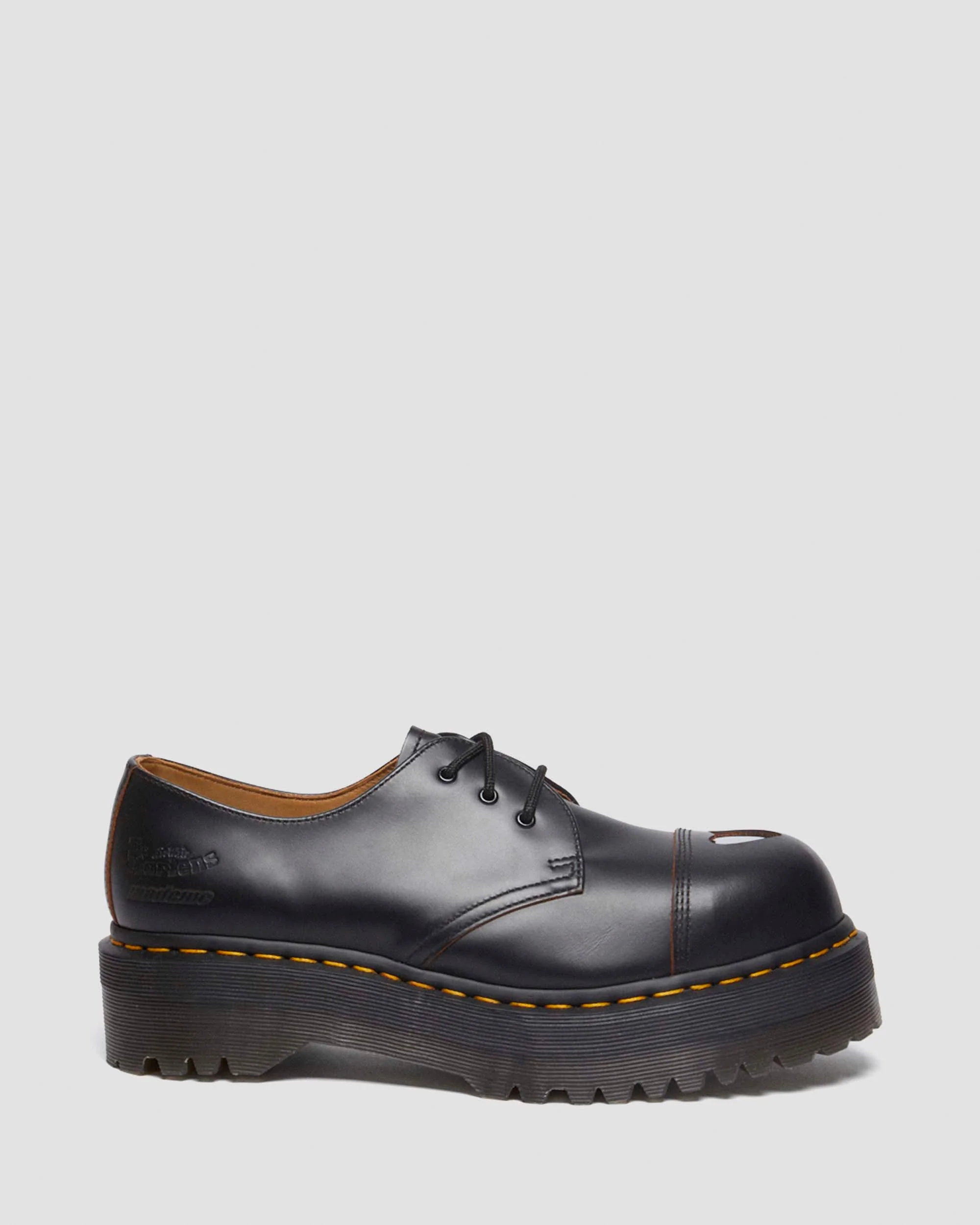 1461 Quad Mademe Black Vintage Smooth Leather Oxford Platform Shoes - Image 5