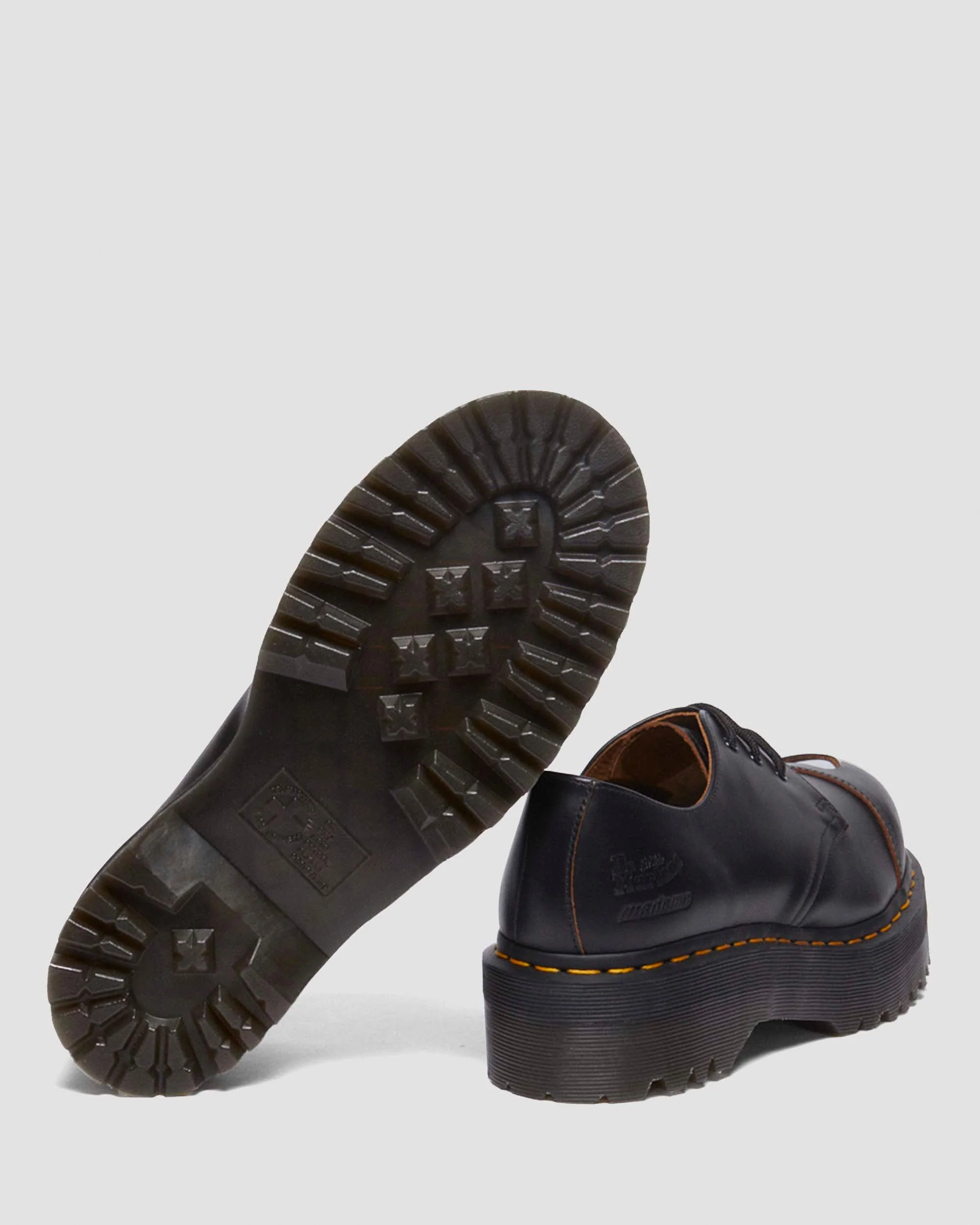 1461 Quad Mademe Black Vintage Smooth Leather Oxford Platform Shoes - Image 7