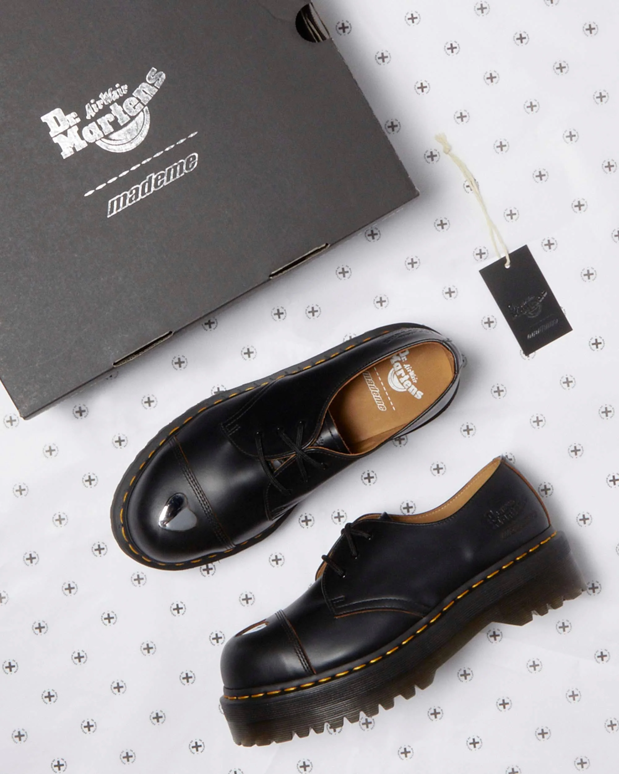 1461 Quad Mademe Black Vintage Smooth Leather Oxford Platform Shoes - Image 9