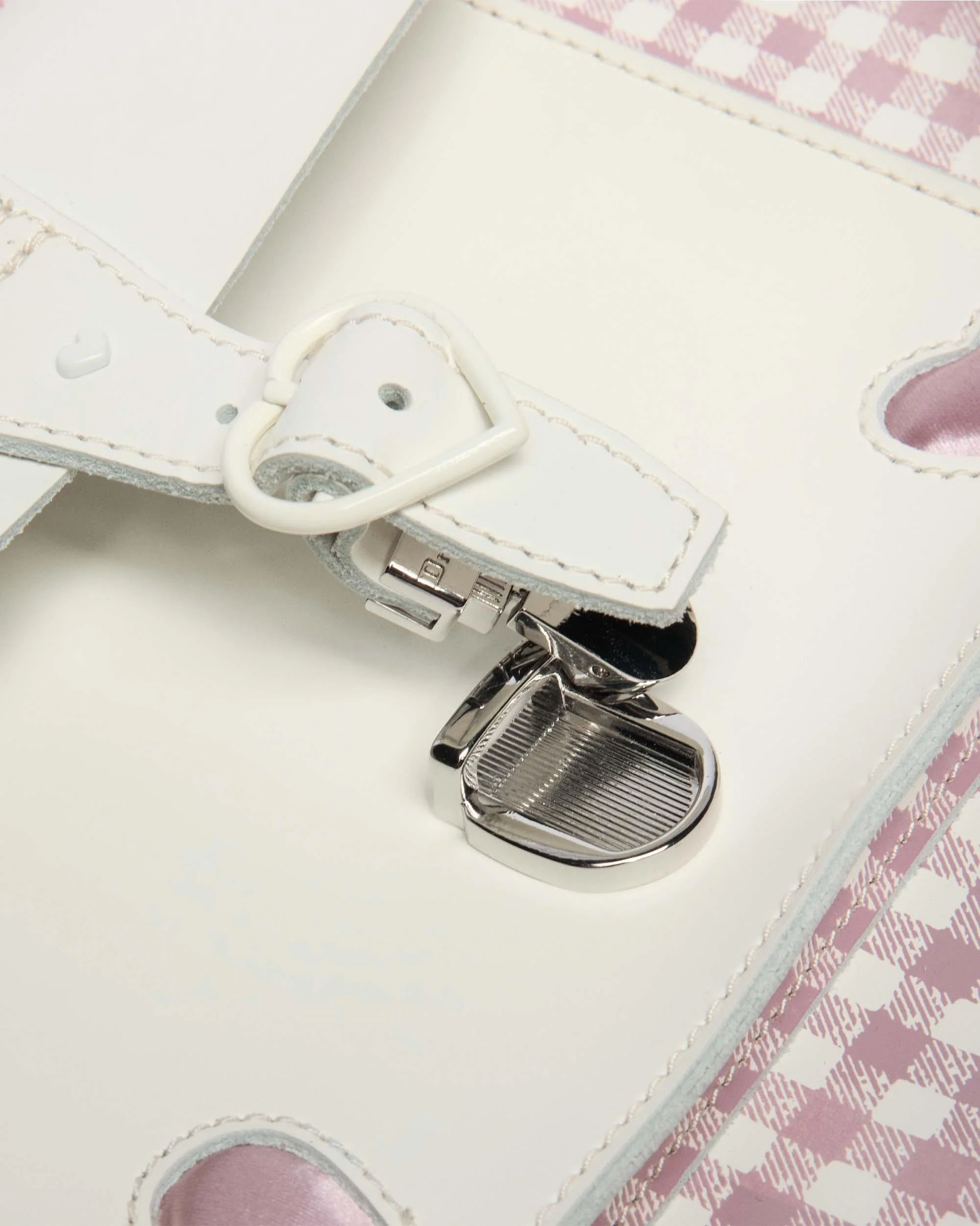 Frilled Gingham Leather Heart Backpack - Image 3