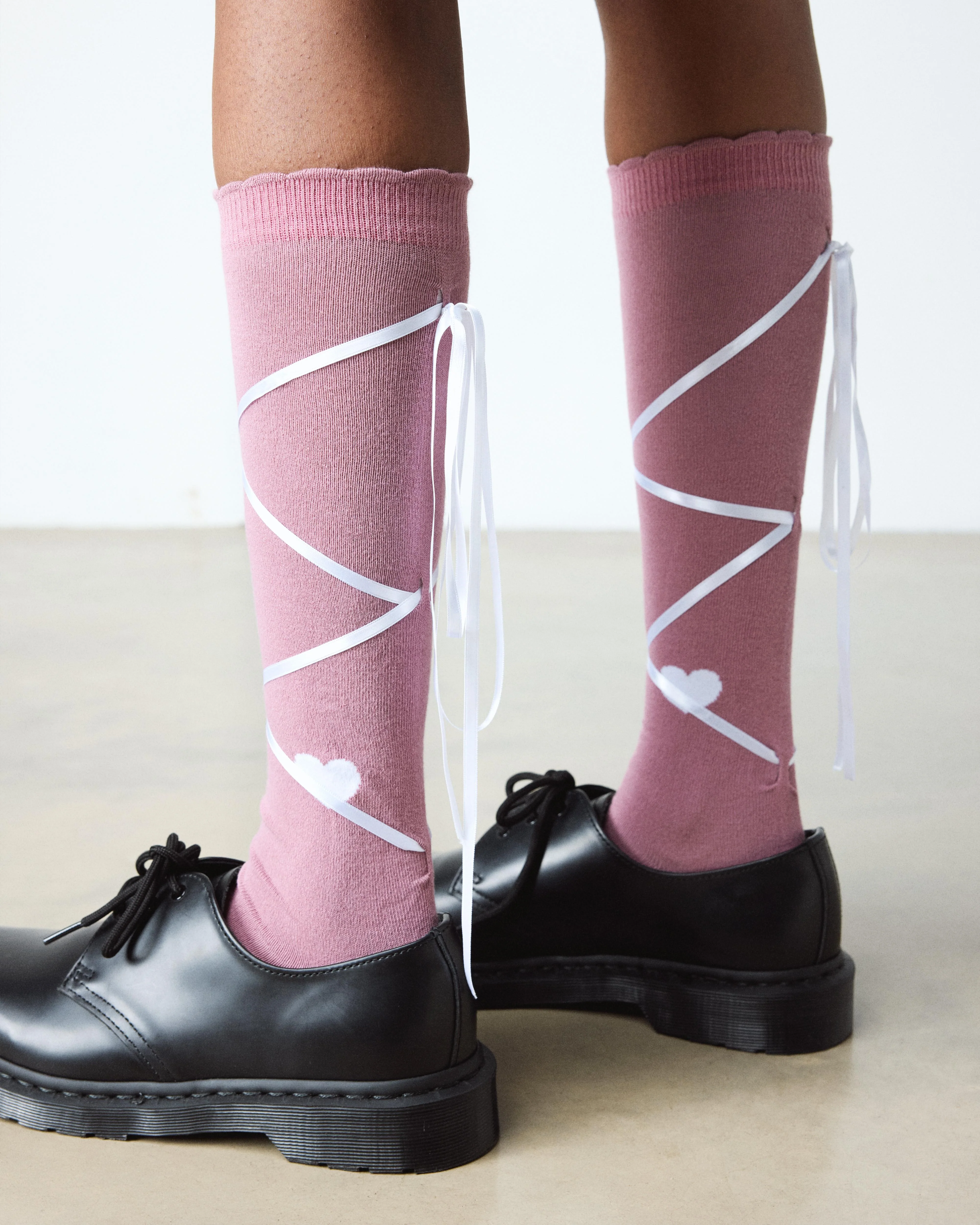 Long Lace-Up Organic Cotton Blend Socks - Image 2